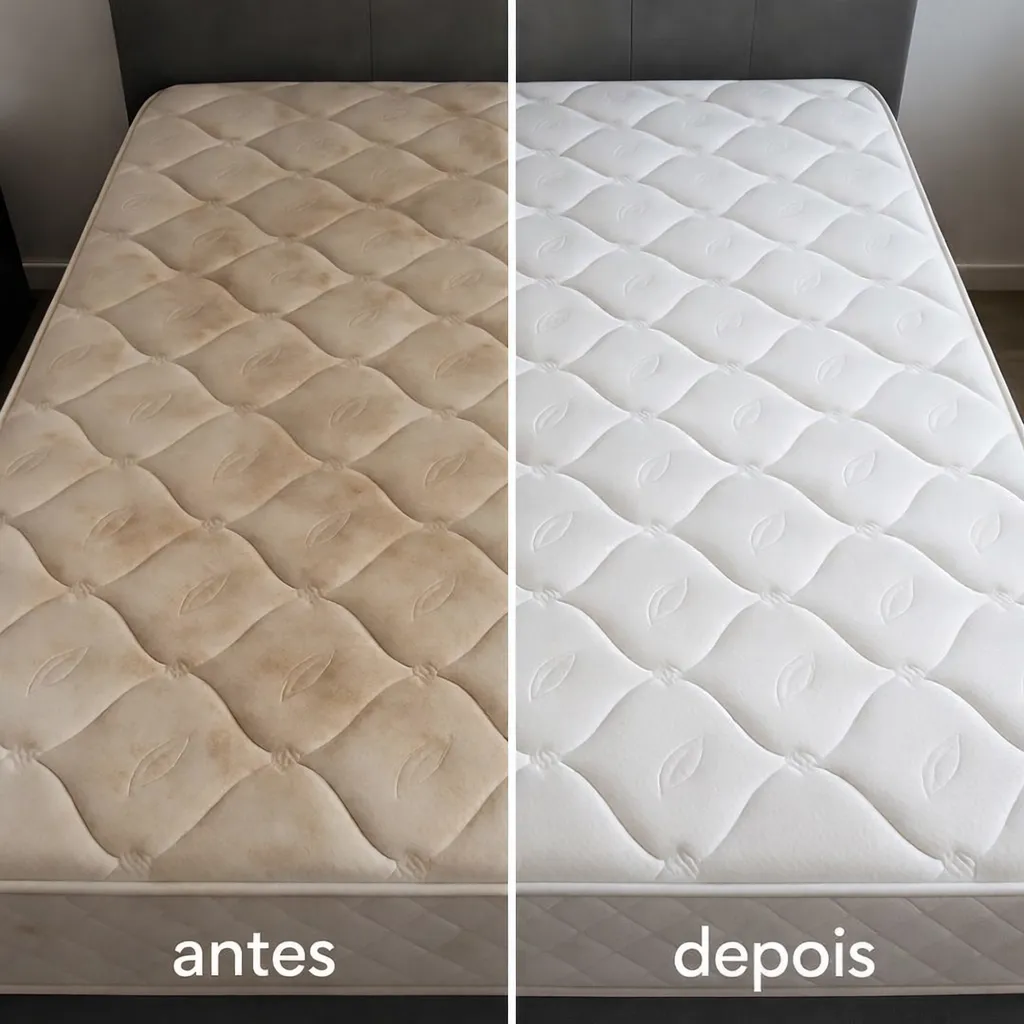 Colchão antes e depois da higienização
